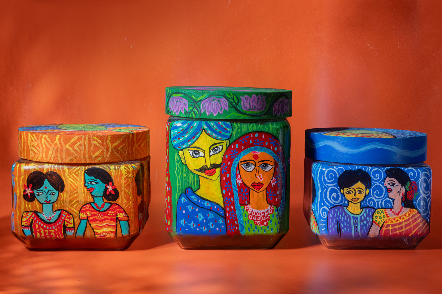 Hand-painted decorative snack jar set